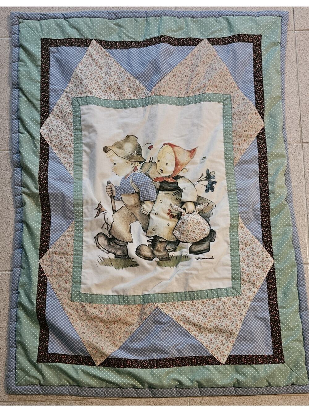 VINTAGE QUILT, M. J. Hummel Quilt by Danbury Mint - 34” By 44”, Wall DECOR